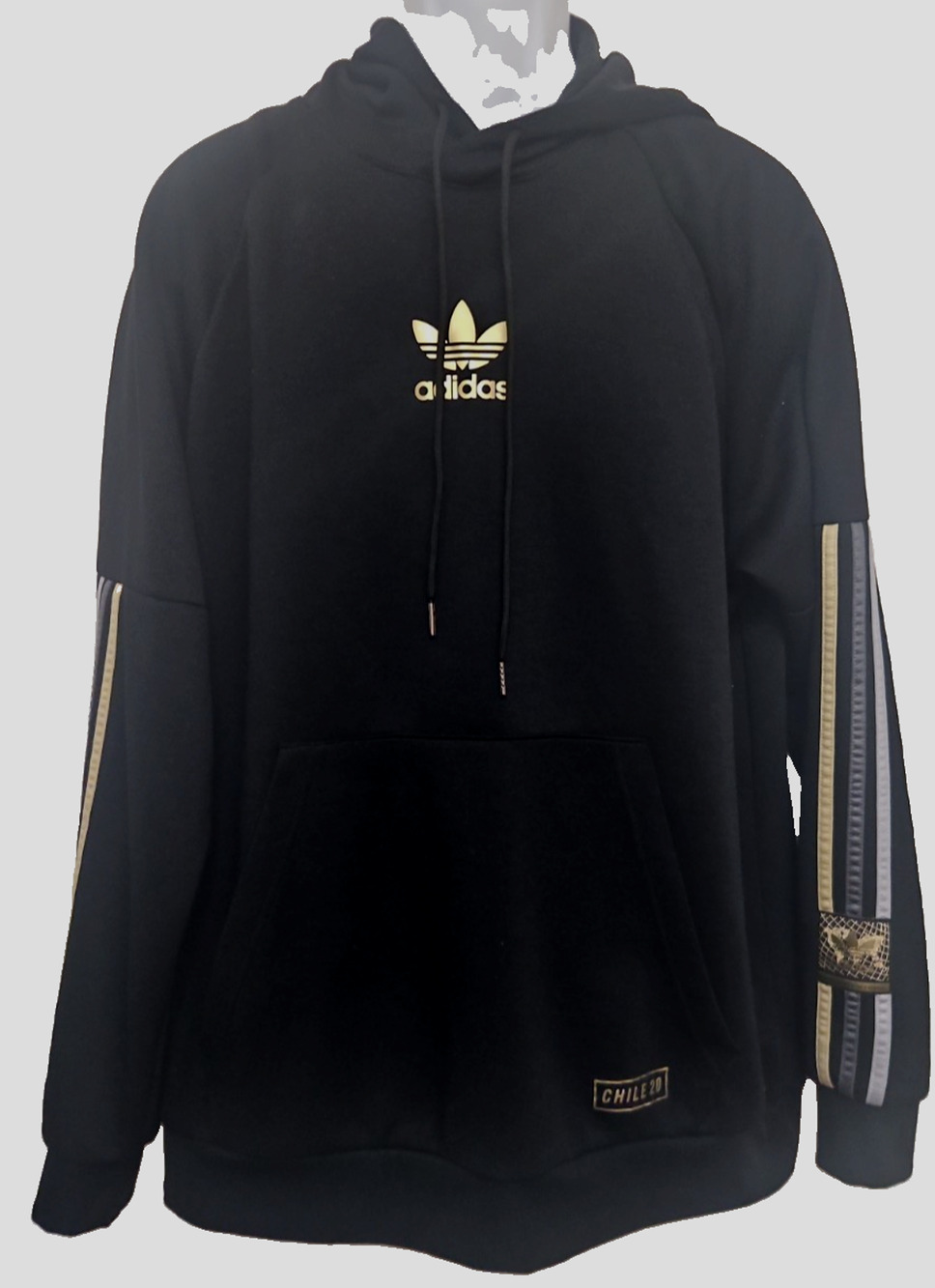 ADIDAS ORIGINALS CHILE 20 TREFOIL Men's Hoodie ~ SIZE XL- BLACK/GOLD
